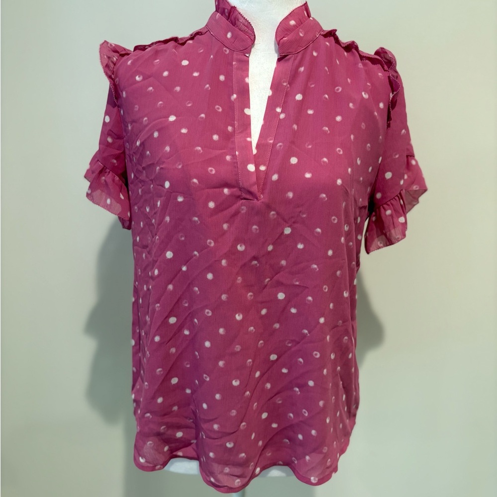 J. Crew Magenta Polka Dot Blouse